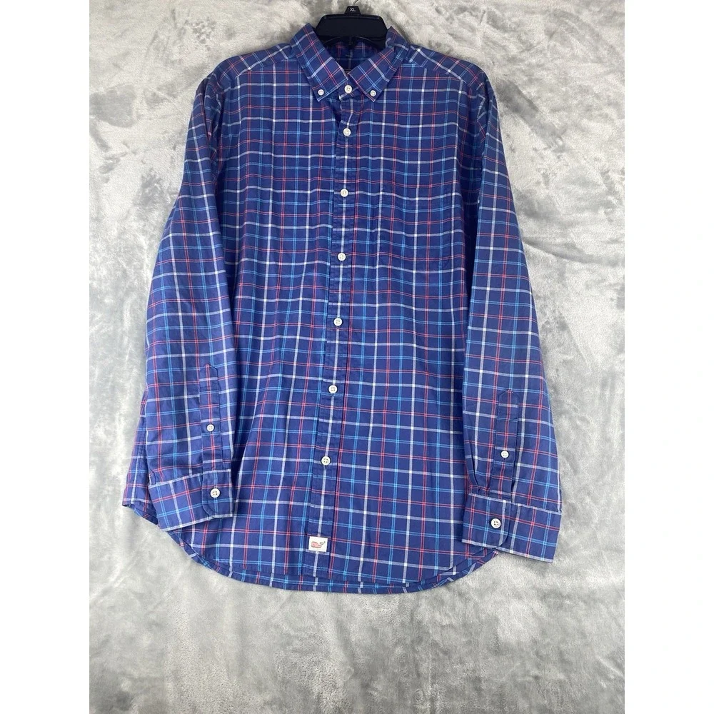 Vineyard Vines Men's Classic Fit Murray Shirt  Large Check Cotton Button Casual‎